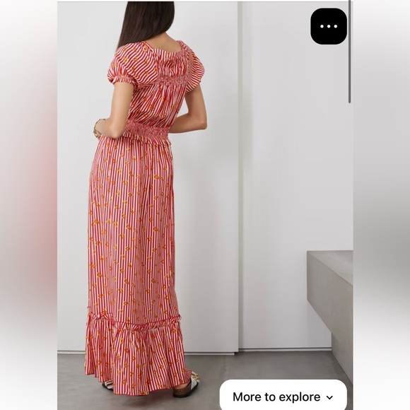 LORETTA CAPONI Stefania gathered printed poplin maxi dress - Picture 4 of 11